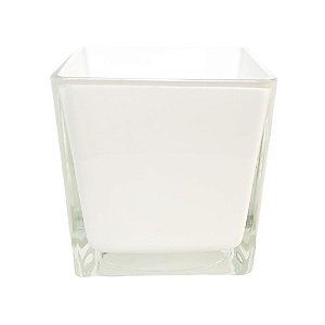 VASO CUBO BRANCO VIDRO POLONES