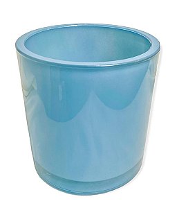 VASO CILINDRICO AZUL TURQUESA VIDRO POLONES G