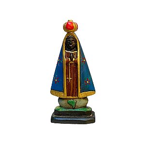 ESCULTURA  NOSSA SENHORA APARECIDA EM MADEIRA ARTESANAL P