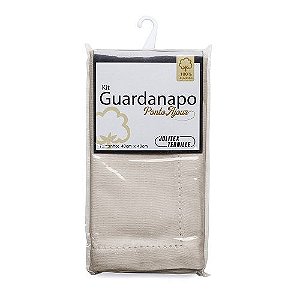 KIT GUARDANAPO C/PONTO AJOUR 100% ALGODAO TAUPE 2Pçs