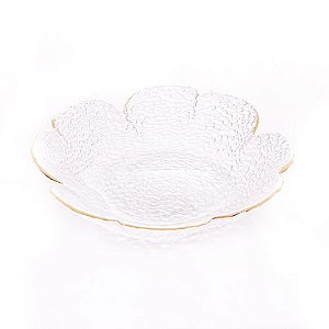 BOWL DE CRISTAL MARTELADO C/BORDA DOURADA TAJ FLOR WOLFF
