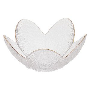 BOWL DE CRISTAL MARTELADO C/BORDA DOURADA TAJ FLOR 16cm WOLF