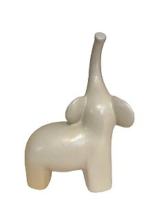 ESCULTURA ELEFANTE DE CERAMICA OFF WHITE