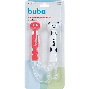 KIT COLHER PANDINHA EM SILICONE ROSA BUBA