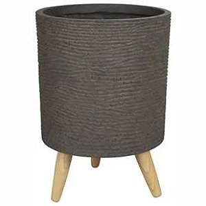 VASO COM PE DE MADEIRA RIVA TAUPE P