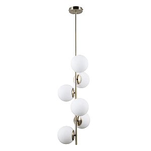 PENDENTE PETIT POA FRENCH GOLD E BRANCO 6XE27 BOLINHA 30W