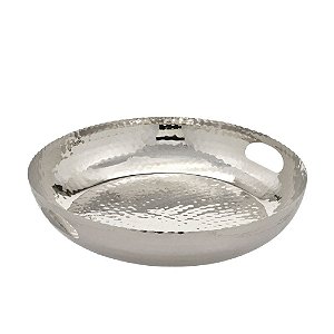 BANDEJA CENTRO DE MESA DECORATIVA PRATA EM METAL INDIANO