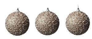 Trio de Bolas de Natal Champagne com Brilho Decor 10cm