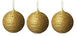Trio de Bola de Natal Decor Dourada 10cm