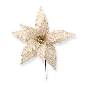Poinsetia Decorativa Champanhe - 23cm