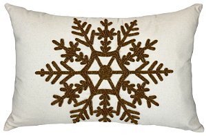 ALMOFADA BAGUETE SARJA NATAL BORD FLOCO DE NEVE DECORTEXTIL