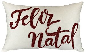 ALMOFADA BAGUETE DE SARJA NATAL BORD FELIZ NATAL DECORTEXTIL