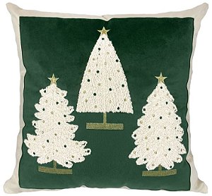 ALMOFADA VELUDO NATAL BORDADA PINHEIRO VERDE DECORTEXTIL