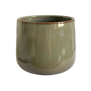 VASO EM CERAMICA BRILHO VERDE ESTILO VIETNAMITA P