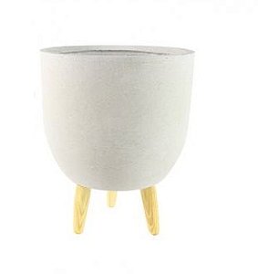 VASO RUTH SAND BRANCO COM PES DE MADEIRA 36cm