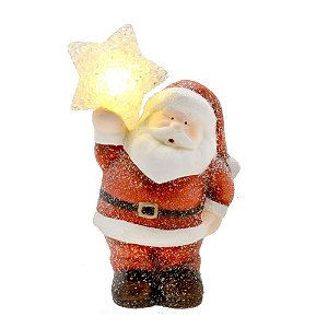 ESCULTURA PAPAI NOEL DECORATIVO COM LUZ DE LED