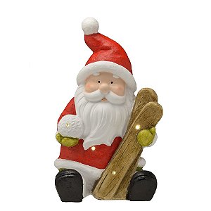 ESCULTURA DE JARDIM PAPAI NOEL DECORATIVO COM LUZ DE LED