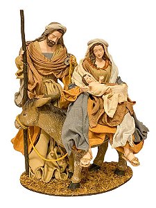Sagrada Familia Decorativa com Maria e Jesus no Burro 43cm