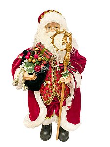 Papai Noel Decorativo Vermelho e Dourado 60cm