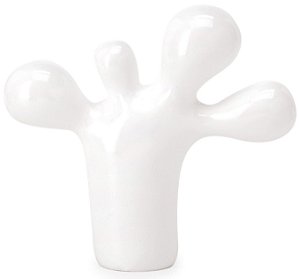 ESCULTURA CACTO ESTILO BEXIGA EM POLIRESINA BRANCO 16,5cm