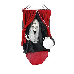 BONECO SOM E MOVIMENTO - BRUXA CIGANA NA TENDA HALLOWEEN