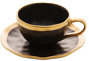 XICARA DE CAFE DE PORCELANA PRETO E DOURADO DUBAI 90ml