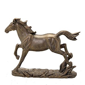 ESCULTURA CAVALO DECORATIVO BRONZE EM RESINA