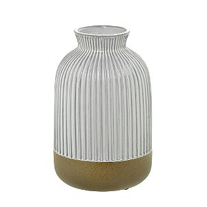 VASO DECORATIVO BRANCO E MARROM RUSTICO 29,5cm