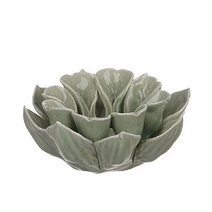 ESCULTURA FLOR DECORATIVA CERAMICA VERDE MENTA