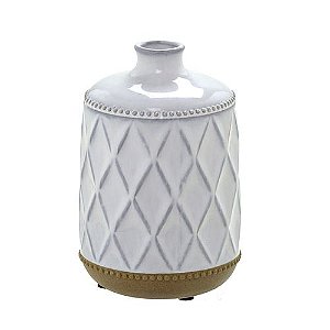 VASO DECORATIVO BRANCO E MARROM RUSTICO 18cm