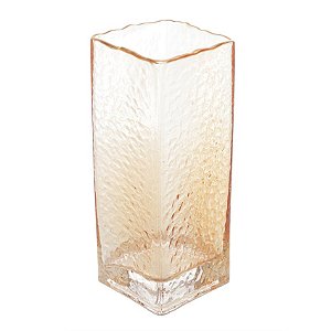 Vaso de Vidro com Borda Dourada Âmbar Taj 20,5cm - Wolff