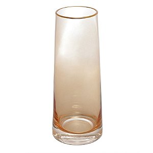 Vaso de Vidro com Borda Dourada Âmbar Liz 27cm - Wolff