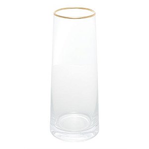 Vaso de Vidro com Borda Dourada Liz 27cm - Wolff