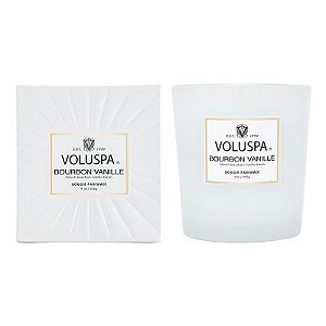 VELA COPO VIDRO CLASSICO 60H BOURBON VANILLE 255g VOLUSPA