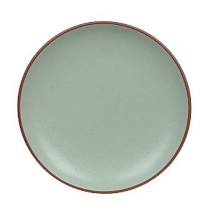 PRATO SOBREMESA DE CERAMICA KREA C/BORDA MARROM VERDE MENTA