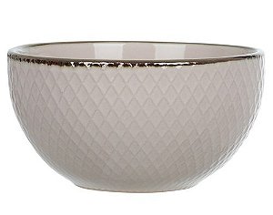 BOWL CERAMICA ROYAL C/BORDA DOURADA BEGE