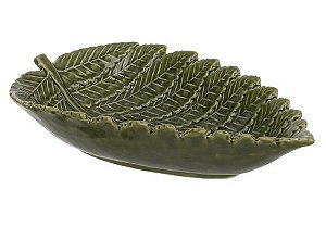 BOWL CENTRO DE MESA CERAMICA 28,5cm FOLHA VERDE