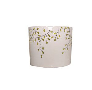 Vaso em Ceramica Branco com Folhagem Mod 02 G