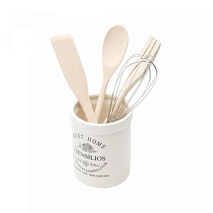 CJ 4 UTENSILIOS P/COZINHA C/SUPORTE CERAMICA WOLFF