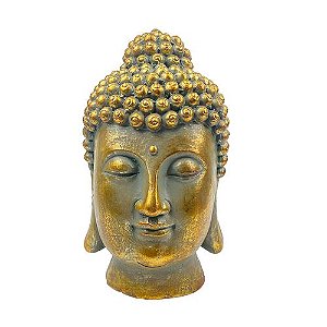 ESCULTURA CABECA DE BUDA DOURADA ANTIGO 34cm