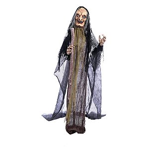 BONECO BRUXA VERANA 140CM C/ SOM E MOVIMENTO HALLOWEEN