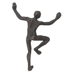 ESCULTURA DE PAREDE POLIRESINA HOMEM PRETO BRONZE 23cm