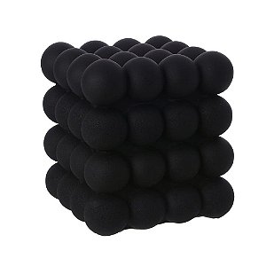 ESCULTURA DECOR CUBO GEOMETRICO POLIRESINA PRETO 15cm