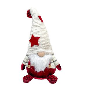 Papai Noel Escandinavo Em Pe Vermelho e Branco em Tecido
