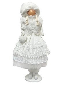 Boneca Natalina  Angel em Pe - Branca- 46cm