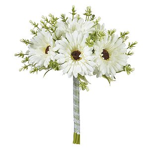 BUQUE GERBERA RAMALHETE C/FITA X7 (CREME) 30cm