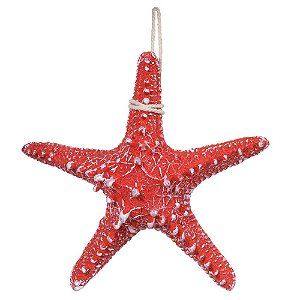 ESCULTURA ESTRELA DO MAR (VERMELHO) EM RESINA 13cm