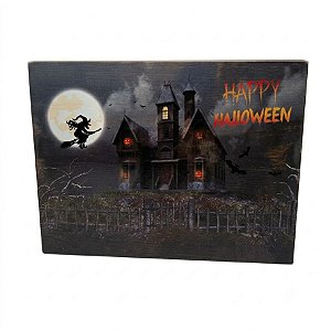 QUADRO DECORATIVO ILUMINADO CASA DA BRUXA HALLOWEEN
