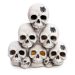 ESCULTURA CRANIOS DA MORTE HALLOWEEN EM RESINA