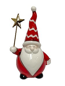 Papai Noel em Ceramica Com Estrela Vm/Dourado